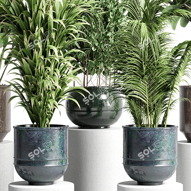 Title: Handmade Metal Vase Indoor Plant Collection 3D model image 5