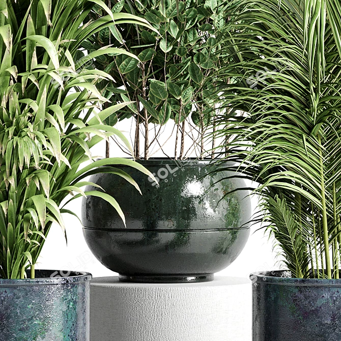 Title: Handmade Metal Vase Indoor Plant Collection 3D model image 6