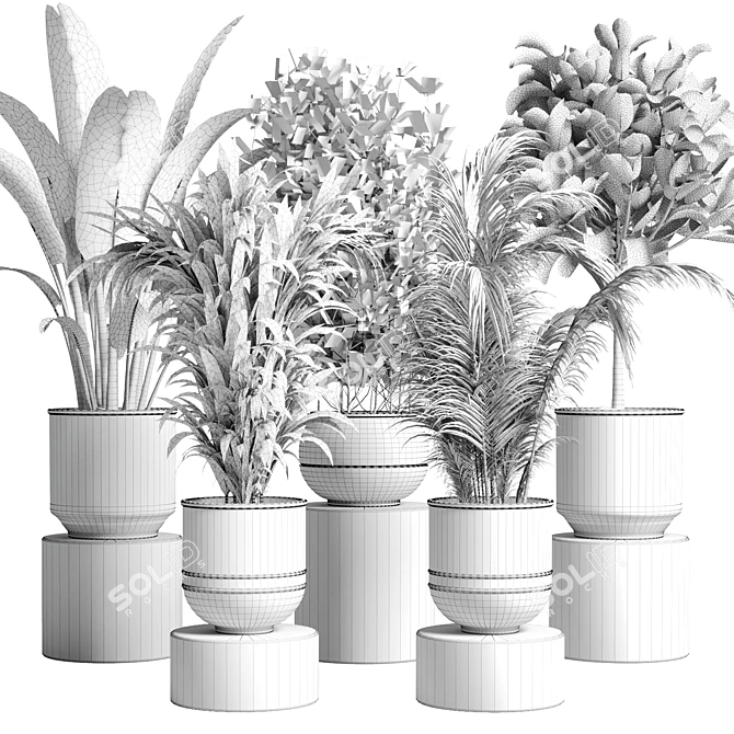 Title: Handmade Metal Vase Indoor Plant Collection 3D model image 7