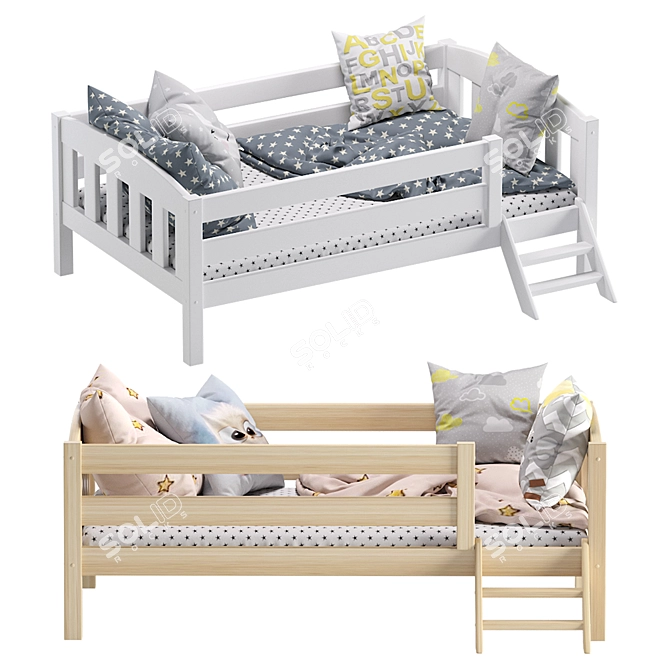 Ernie Children's Bed with Side Board and Stairs 3D model image 1