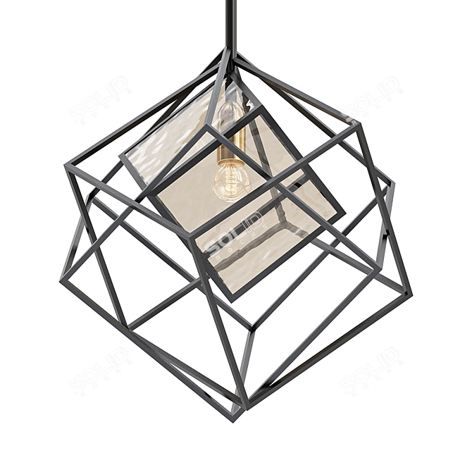 Modern Glass Cub Pendant 3D model image 1