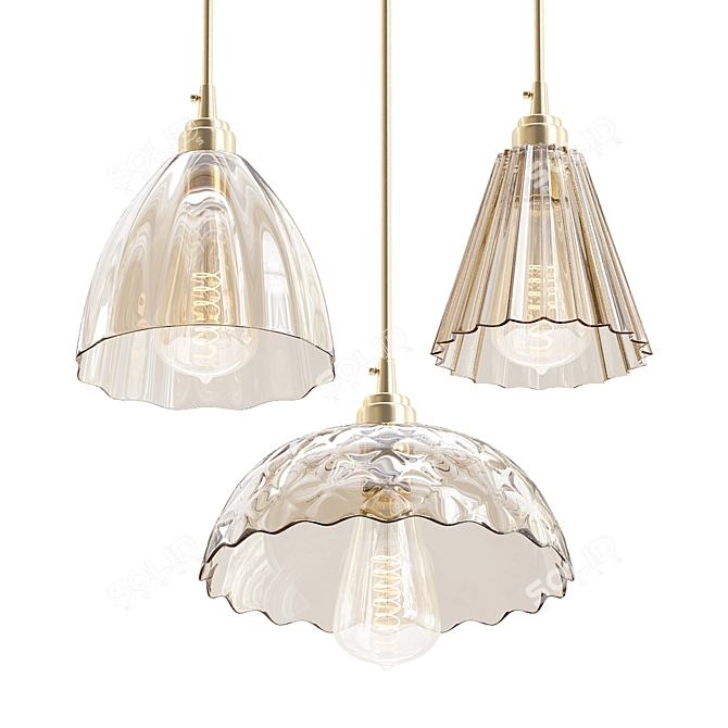 Retro Chic Glass Pendant Light 3D model image 1