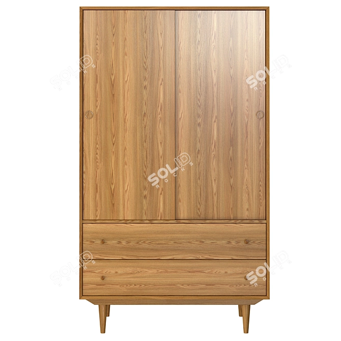 Quilda Wardrobe - Vintage-Inspired Storage Solution 3D model image 2