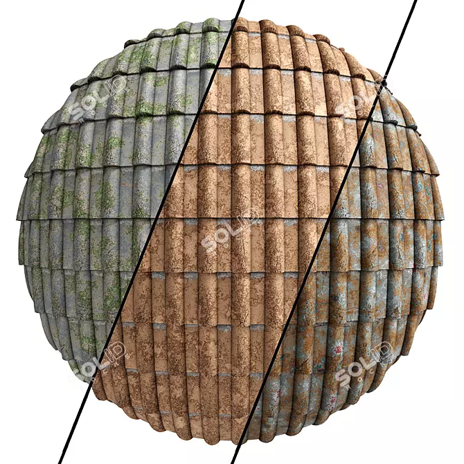 PBR Roof Tile Materials - 4k Texture 3D model image 1