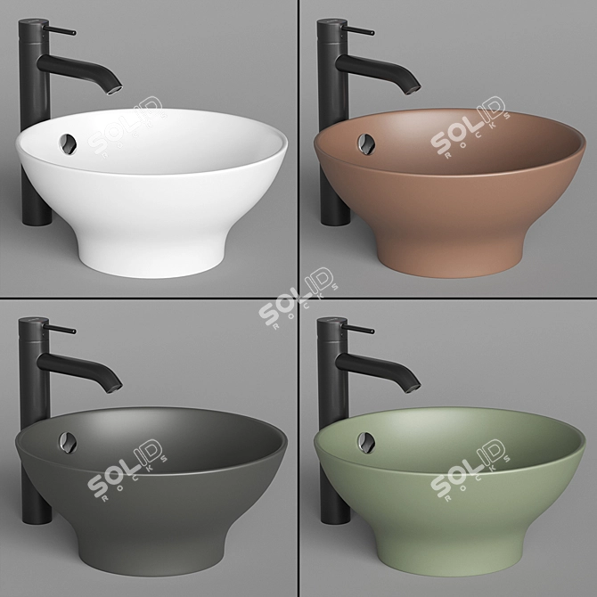 ArtCeram FUORI 1 TFL002 Round Washbasin & Kludi BOZZ Single Lever Mixer 3D model image 2