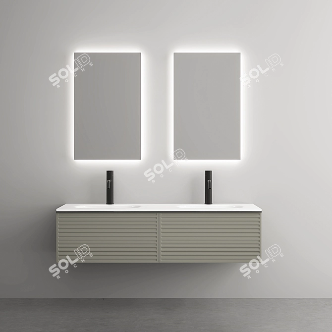 Sleek 1400mm Bath Vanity 3D model image 2