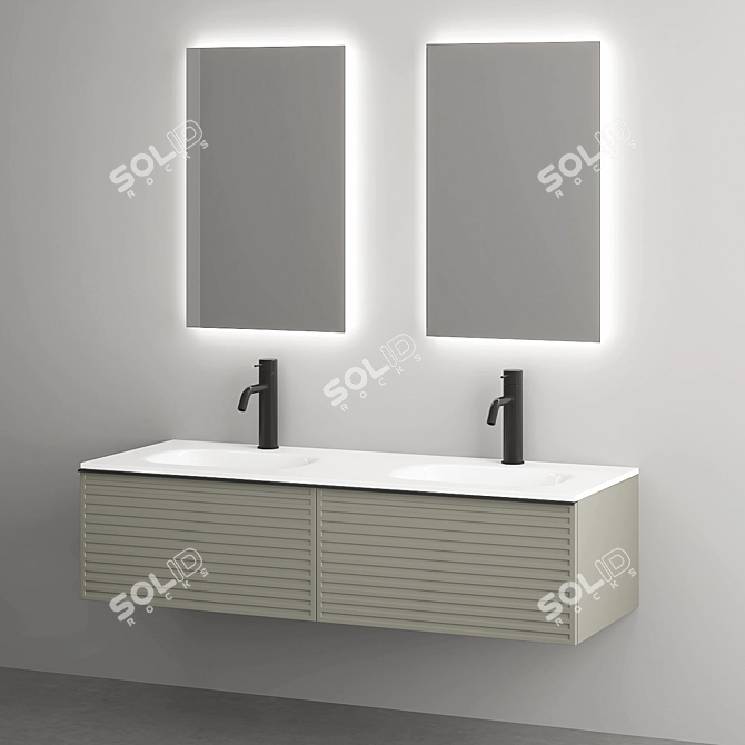 Sleek 1400mm Bath Vanity 3D model image 4