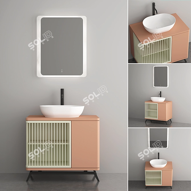 Sleek Modern Bathroom Cabinet | No. 121 3D model image 1