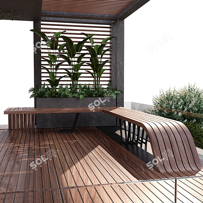 Elegant Pergola Oasis: Water & Plant Haven 3D model image 4