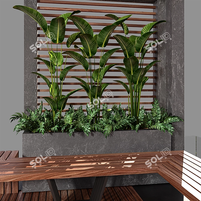 Elegant Pergola Oasis: Water & Plant Haven 3D model image 8