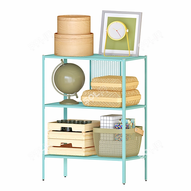 Turquoise Metal Shelving Unit: BAGGEBO 2 3D model image 1