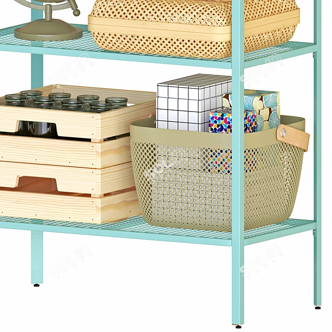 Turquoise Metal Shelving Unit: BAGGEBO 2 3D model image 3