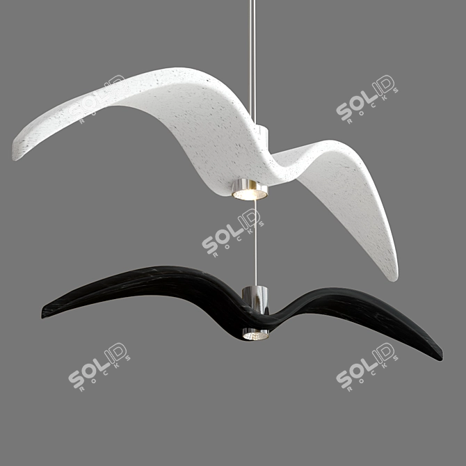 Elegant LED Glass Pendant: Night Birds 3D model image 2