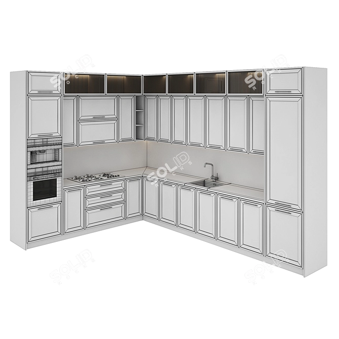 Contemporary Kitchen Set: Gas Hob, Oven, Coffee Machine, Sink & Hood 3D model image 5