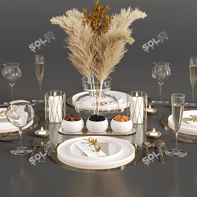 Minimalist Table Set for Modern Interiors 3D model image 3