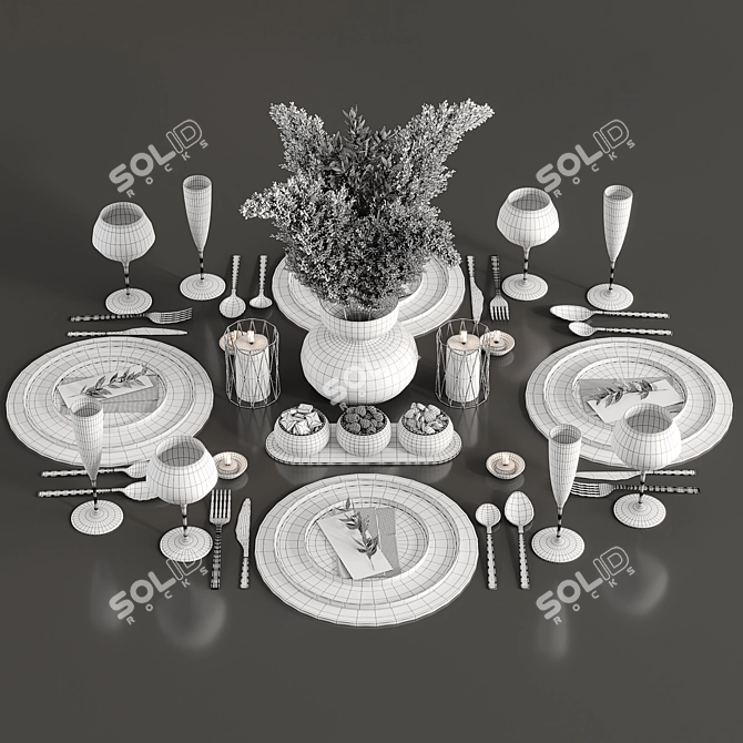 Minimalist Table Set for Modern Interiors 3D model image 5