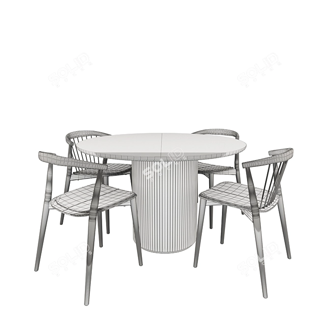 Contemporary Wood Chairs & Table 3D model image 6