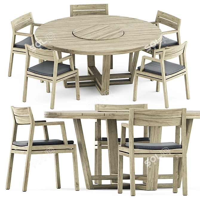 Sleek Costes Dining Set 3D model image 1