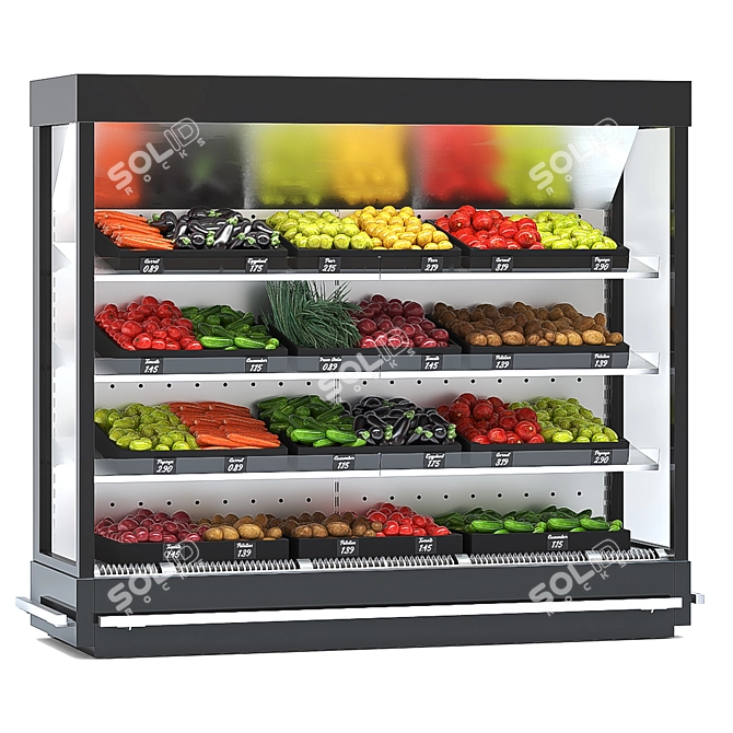 Fresh & Cool Veggie-Fruit Display 3D model image 2