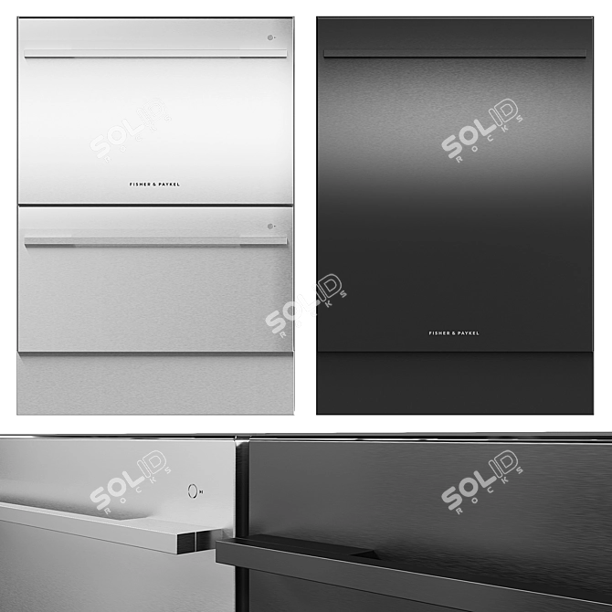 Fisher & Paykel Stainless Steel Dishwasher 3D model image 1