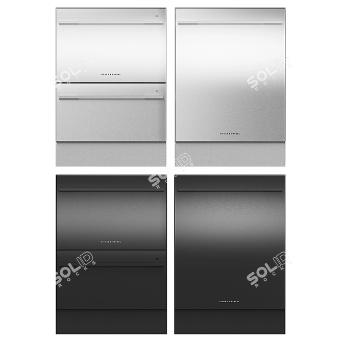 Fisher & Paykel Stainless Steel Dishwasher 3D model image 2