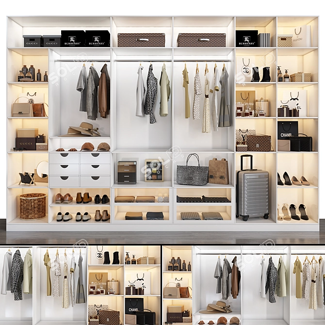 Versatile Wardrobe Set: Organized & Stylish 3D model image 1