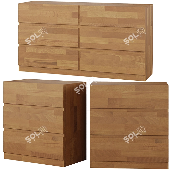 Adelita Oak Chest of Drawers: Sleek Storage Solution 3D model image 1