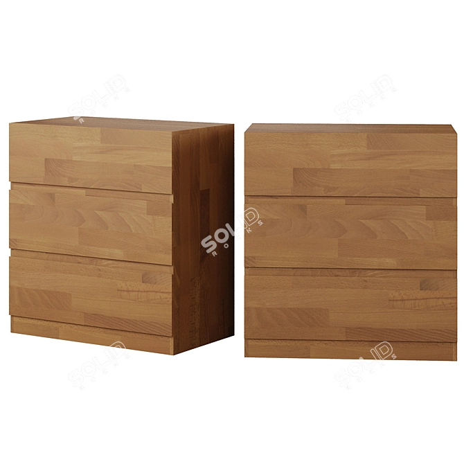 Adelita Oak Chest of Drawers: Sleek Storage Solution 3D model image 3