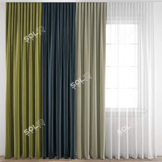 Modern Polygonal Curtain Model 3D model image 1