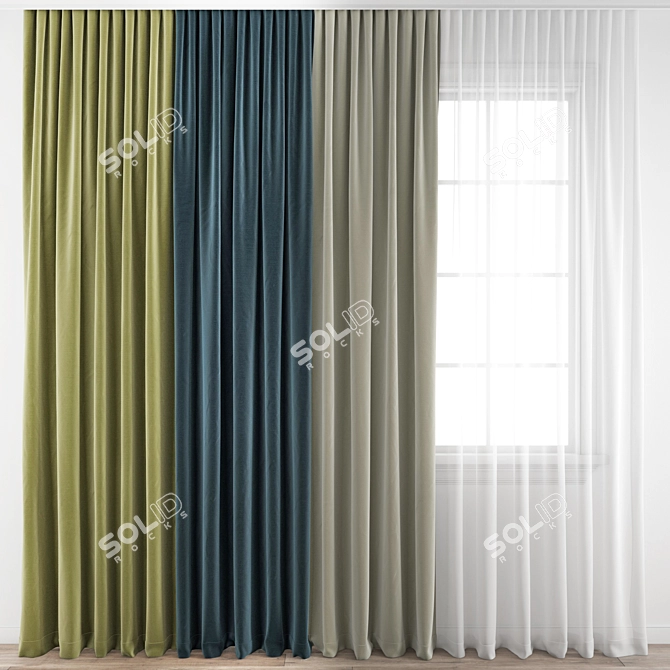 Modern Polygonal Curtain Model 3D model image 11