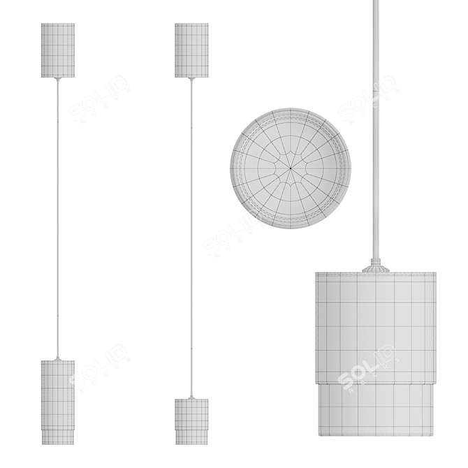 Sleek Cylinder Pendant Light 3D model image 4