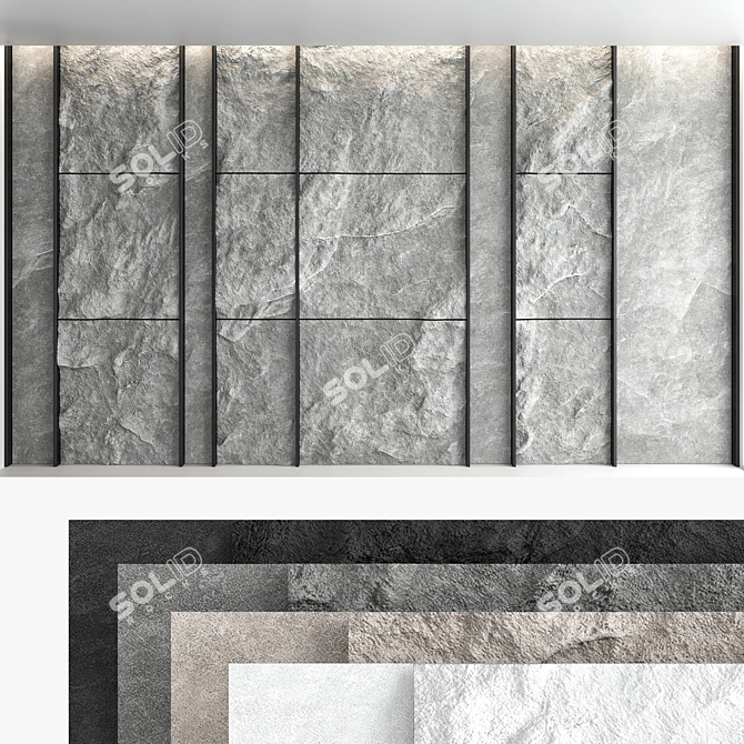 Decorative Stone Wall Panel Set 3D model image 1