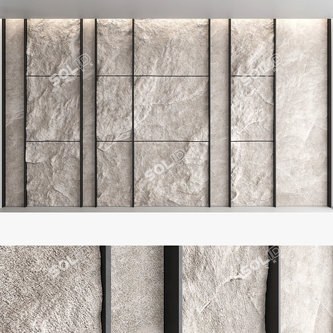 Decorative Stone Wall Panel Set 3D model image 3