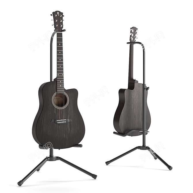 Rockdale Black Acoustic Guitar 3D model image 1