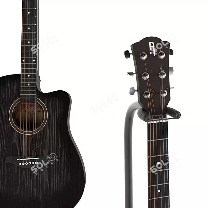 Rockdale Black Acoustic Guitar 3D model image 3