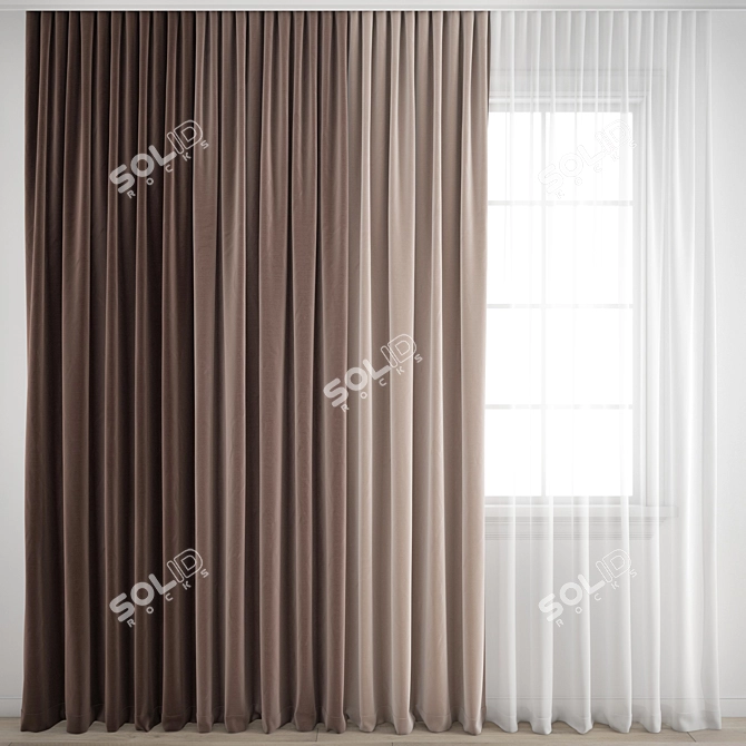 Premium Polygonal Curtain Model 3D model image 1