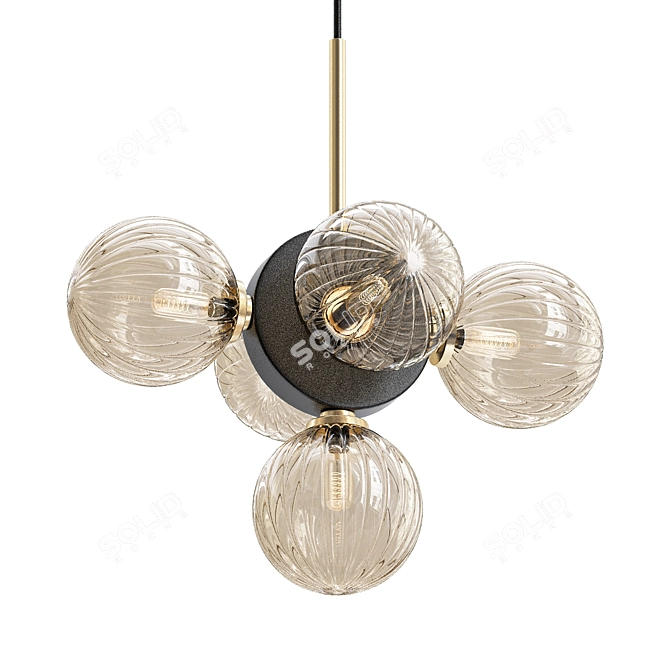 Nordic Vintage Glass Loft Chandelier 3D model image 1