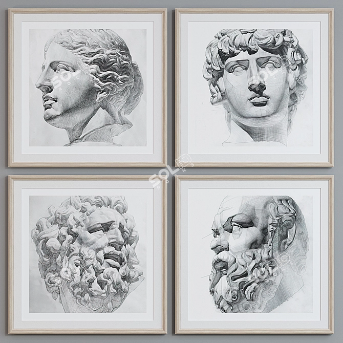 Classic Venus Head Picture Frame Set 3D model image 3