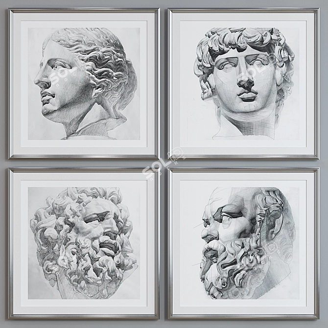 Classic Venus Head Picture Frame Set 3D model image 5