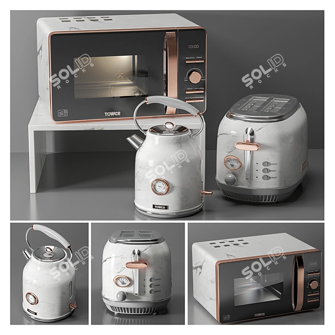 Rose Gold Kitchen Essentials 3D model image 1