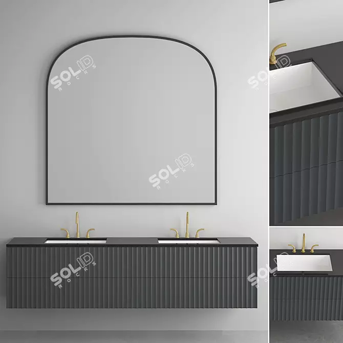 Sleek Modern Bathroom Cabinet 3D model image 1