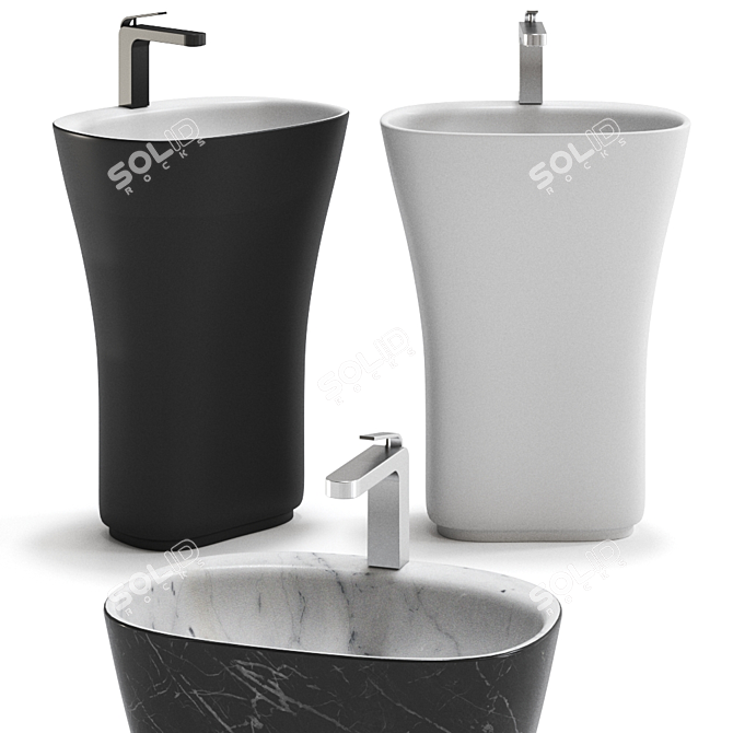 Sleekly Designed SCOOP Washbasin 3D model image 1