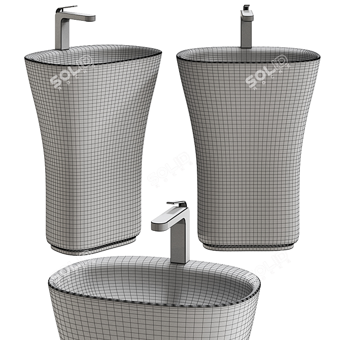 Sleekly Designed SCOOP Washbasin 3D model image 3