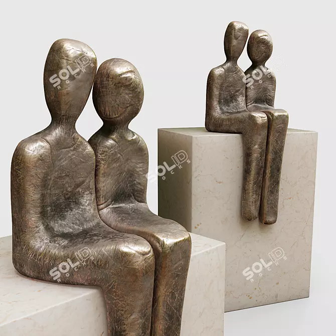Romantic Lovebirds Figurine | Adorable Lovers Statue 3D model image 2