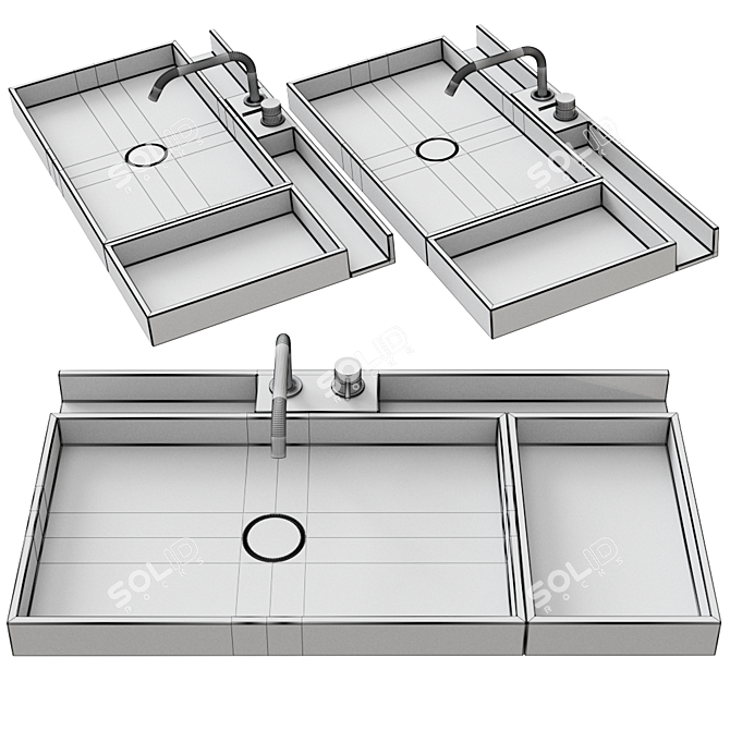 Organized Bliss: Washbasin with Trays 3D model image 2