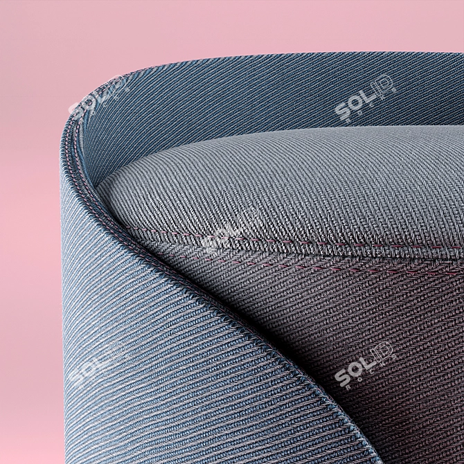 Soft Cotton Velvet Pouf with Bold Stitching 3D model image 10