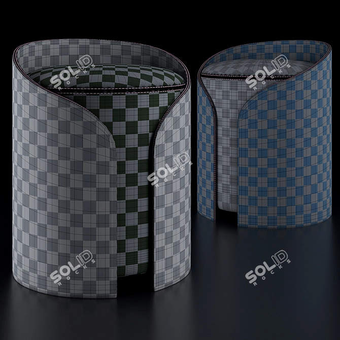 Soft Cotton Velvet Pouf with Bold Stitching 3D model image 16