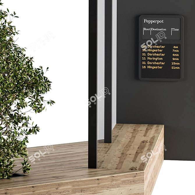 Urban Oasis: Bus Stop with Plants 3D model image 4