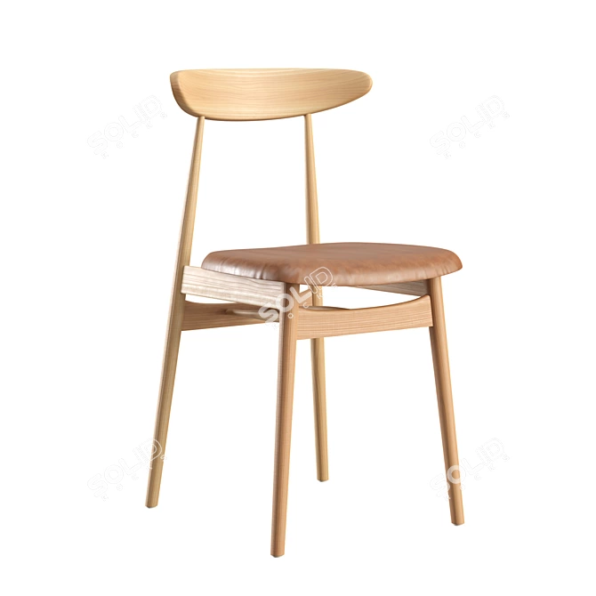 Scandinavian-Style Oak Dining Chair 3D model image 1