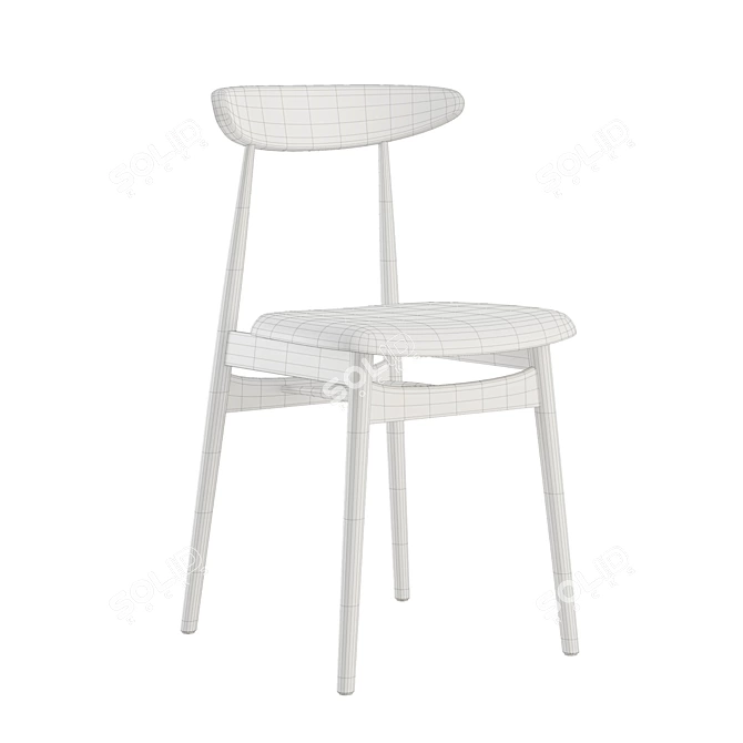 Scandinavian-Style Oak Dining Chair 3D model image 2